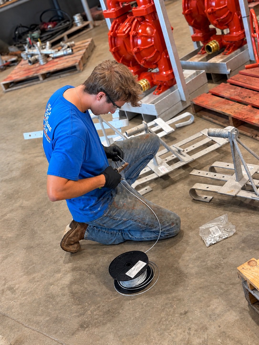 GOR technician terminating cable on the Broussard shop floor