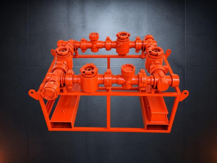 Squeeze manifold in an orange rental frame